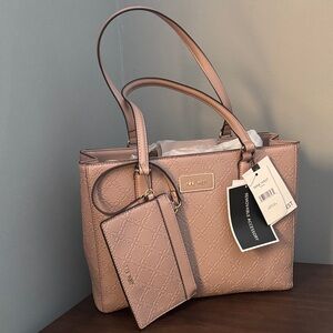 NWT Nine West Rose Quartz Tote with removable Matching Pouch